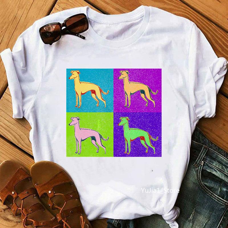 Cute Pet Dog Print Short-Sleeved T-Shirt Men And Women Trend - BUNNY BAZAR