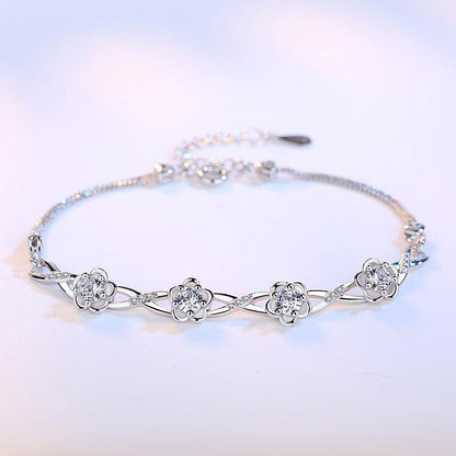 Peach flower silver bracelet - BUNNY BAZAR