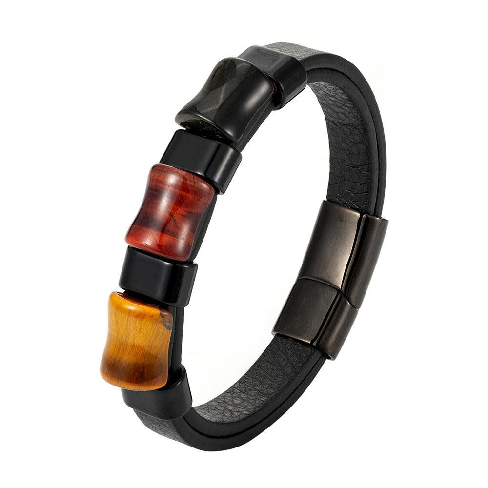 Fashion Natural Tiger Eye Men Stainless Steel Magnetic Buckle Bracelet - BUNNY BAZAR