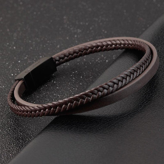 This Timelessly Designed Men's Leather Bracelet is Crafted With Expert Precision - BUNNY BAZAR
