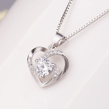 Heart Pendant Sterling Silver clavicle Necklace - BUNNY BAZAR