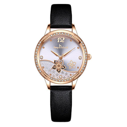 T-77 Simple And Flower Waterproof Watch Women's Trendy Watch is A Stylish Timepiece That Combines Fashion And Function - BUNNY BAZAR