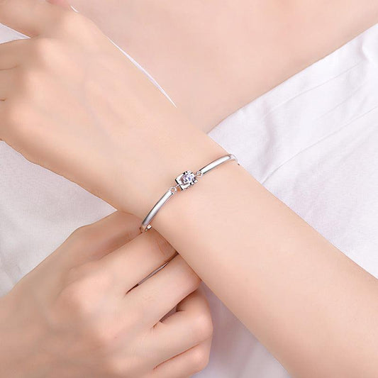 Fashion Simple S925 Sterling Silver Heart-shaped Bracelet - BUNNY BAZAR