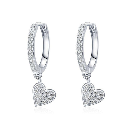 S925 Sterling Silver Heart-shaped Diamond Earrings - BUNNY BAZAR
