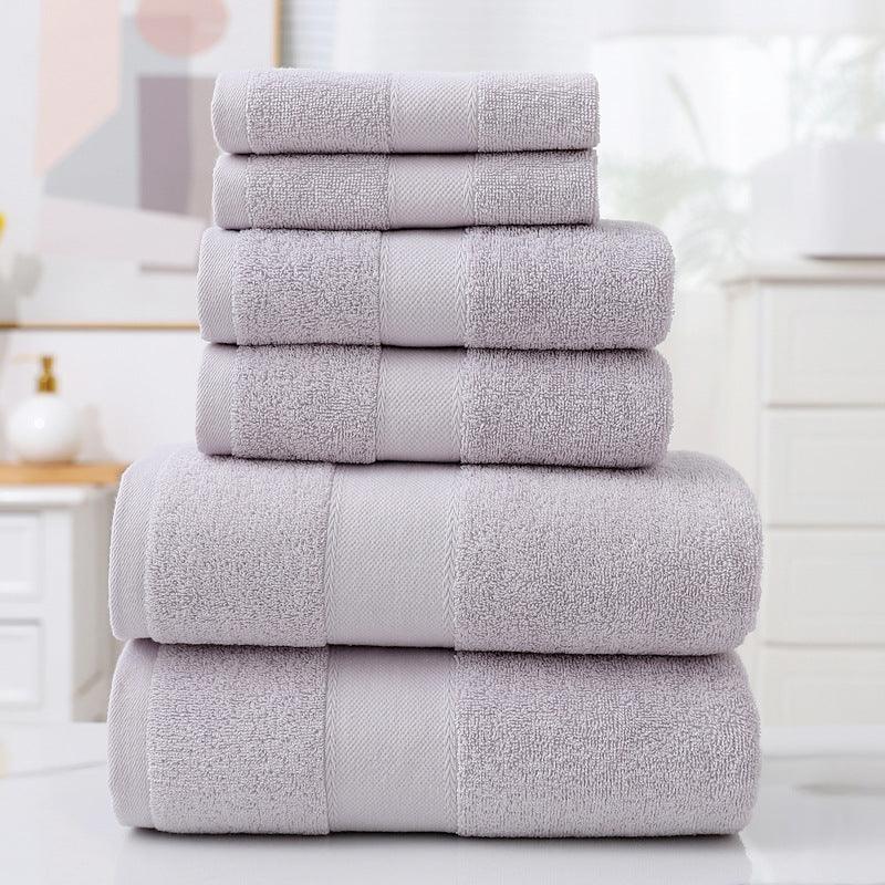 Home Simple Cotton Absorbent Towel Bath Towel 6-Piece Set - BUNNY BAZAR