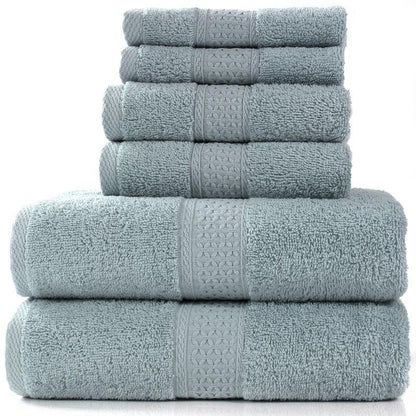 Home Simple Cotton Absorbent Towel Bath Towel 6-Piece Set - BUNNY BAZAR