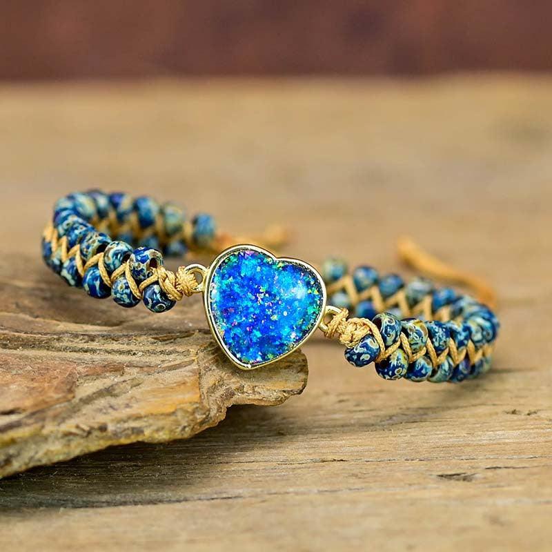 Beautifully Crafted Woven Love Blue Opal Bracelet Will Make Any Look Sparkle - BUNNY BAZAR