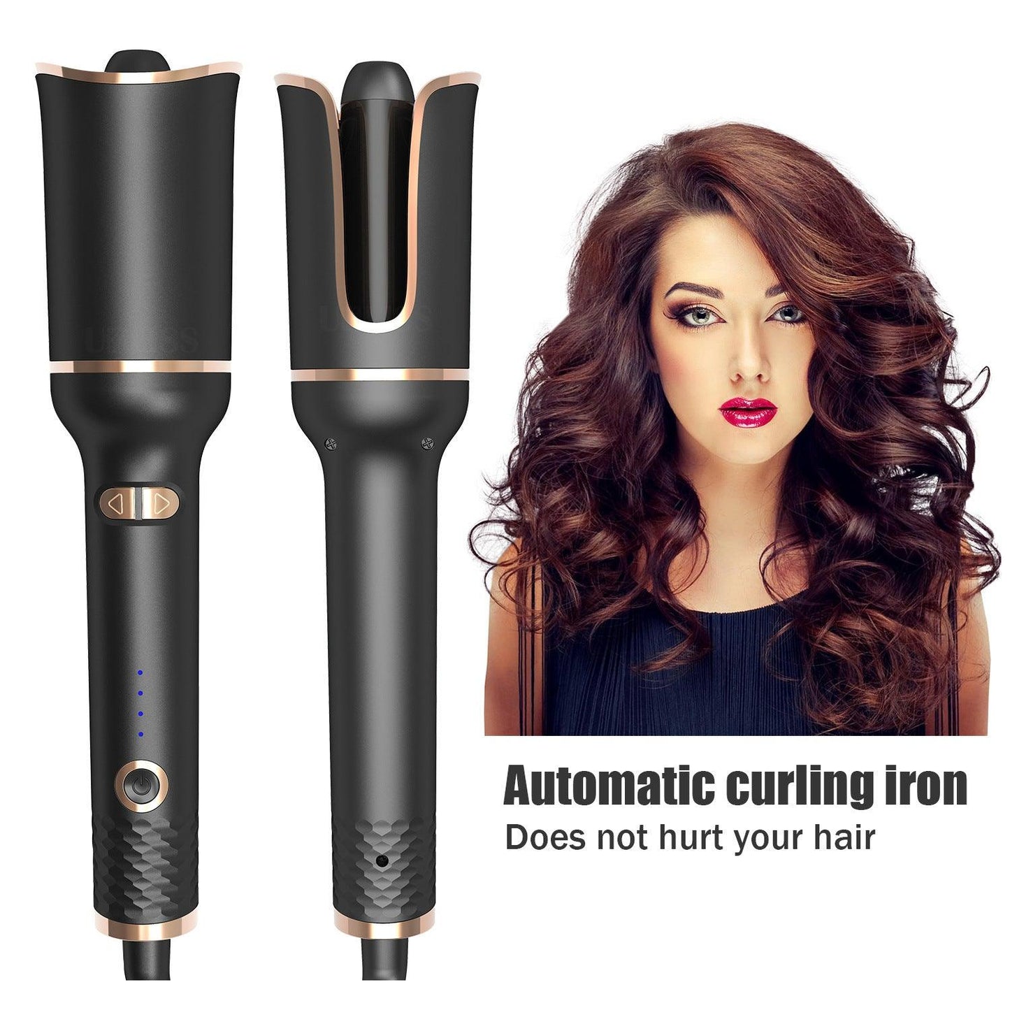 Black Automatic Spiral Electric Curling Iron Negative Ion - BUNNY BAZAR