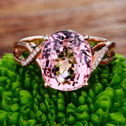 Tourmaline Ring, The European And American Fashion Engagement Ring Female Powder Crystal Inlay Zircon Ring - BUNNY BAZAR