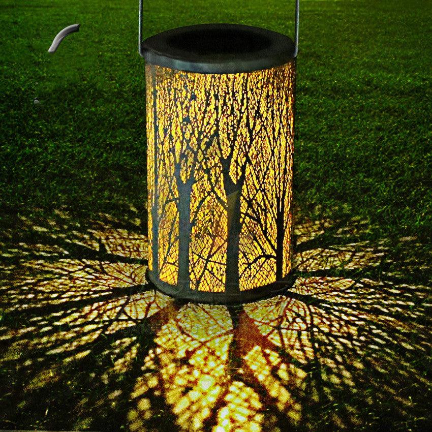 Outdoor solar garden lamp hollow wall hanging leaf projection lamp - BUNNY BAZAR