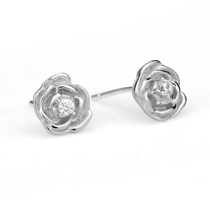 925 Silver Rose Shape Ear Stud - BUNNY BAZAR