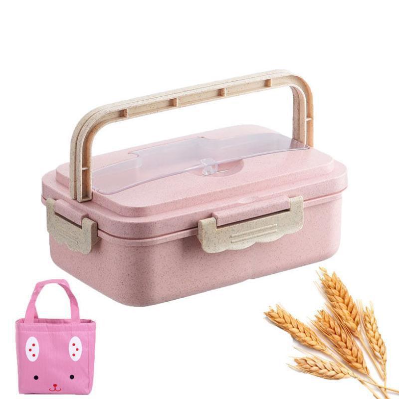 Student Lunch Box Three Grid Plastic Lunch Box Lunch Box - BUNNY BAZAR