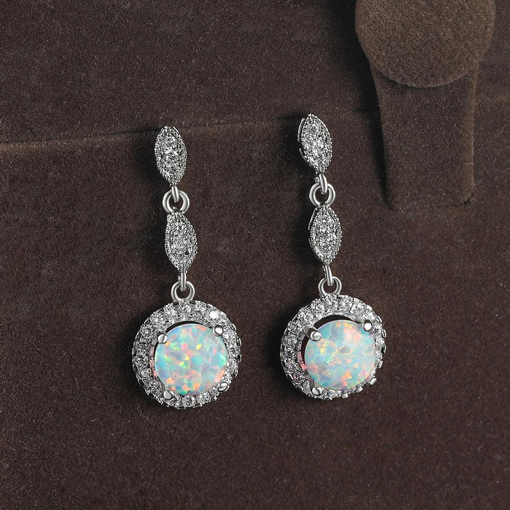 Trendy Rose Gold White Gold Multicolor Round Opal Draping Versatile Earrings - BUNNY BAZAR