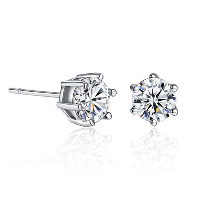 Earring Set Hearts & Arrows Zircon Six Prong Stud Earrings - BUNNY BAZAR