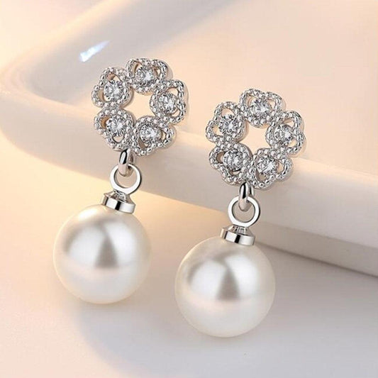 Large Pearl Tassel Earrings Women's Sterling Silver Earrings - BUNNY BAZAR