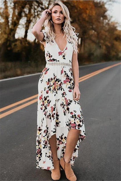 Sleeveless printing irregular dress - BUNNY BAZAR