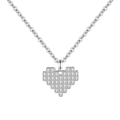 925 Sterling Silver Love Full Diamond Necklace - BUNNY BAZAR