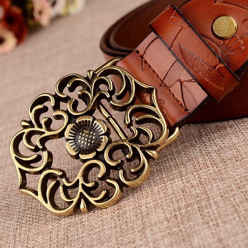 Women's Leather Vintage Decorative Belt - BUNNY BAZAR