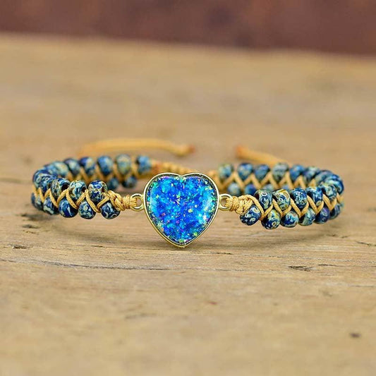Beautifully Crafted Woven Love Blue Opal Bracelet Will Make Any Look Sparkle - BUNNY BAZAR