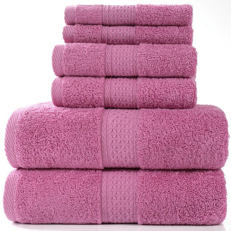 Home Simple Cotton Absorbent Towel Bath Towel 6-Piece Set - BUNNY BAZAR