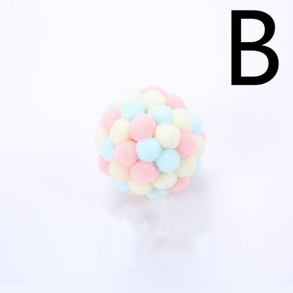 Cat Toy Colorful Plush Ball, Sounding Multi-color Rainbow Ball - BUNNY BAZAR