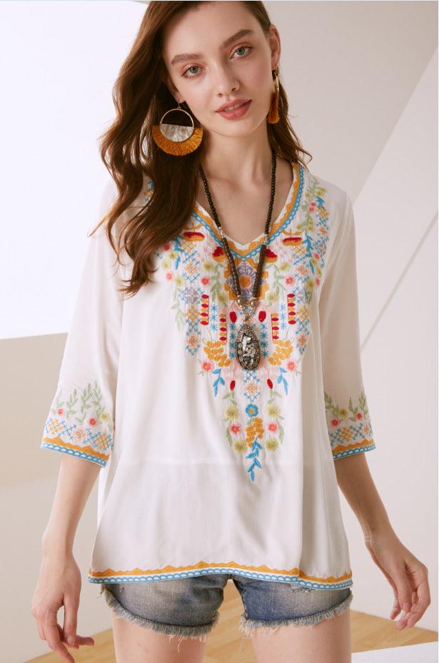 Women's New Shirt Embroidery Loose Slimming Shirt Women - BUNNY BAZAR