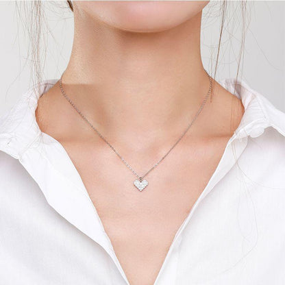 925 Sterling Silver Love Full Diamond Necklace - BUNNY BAZAR