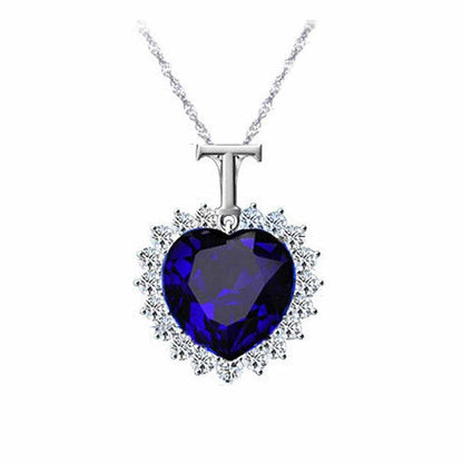 Heart shaped crystal pendant gemstone necklace jewelry - BUNNY BAZAR