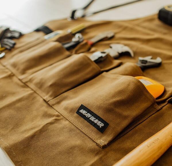 Waxed Canvas Tool Apron with Multiple Pockets - BUNNY BAZAR