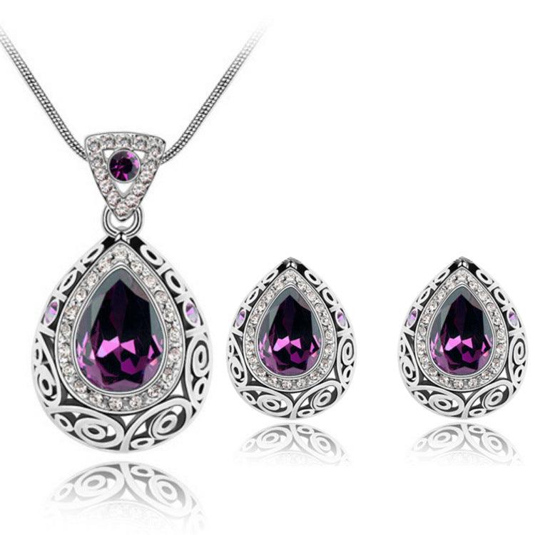 Gorgeous crystal earrings necklace set - BUNNY BAZAR