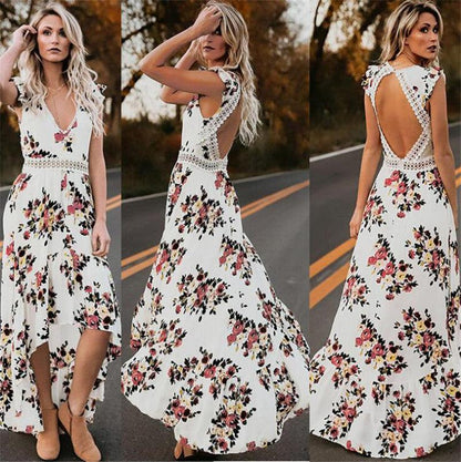 Sleeveless printing irregular dress - BUNNY BAZAR