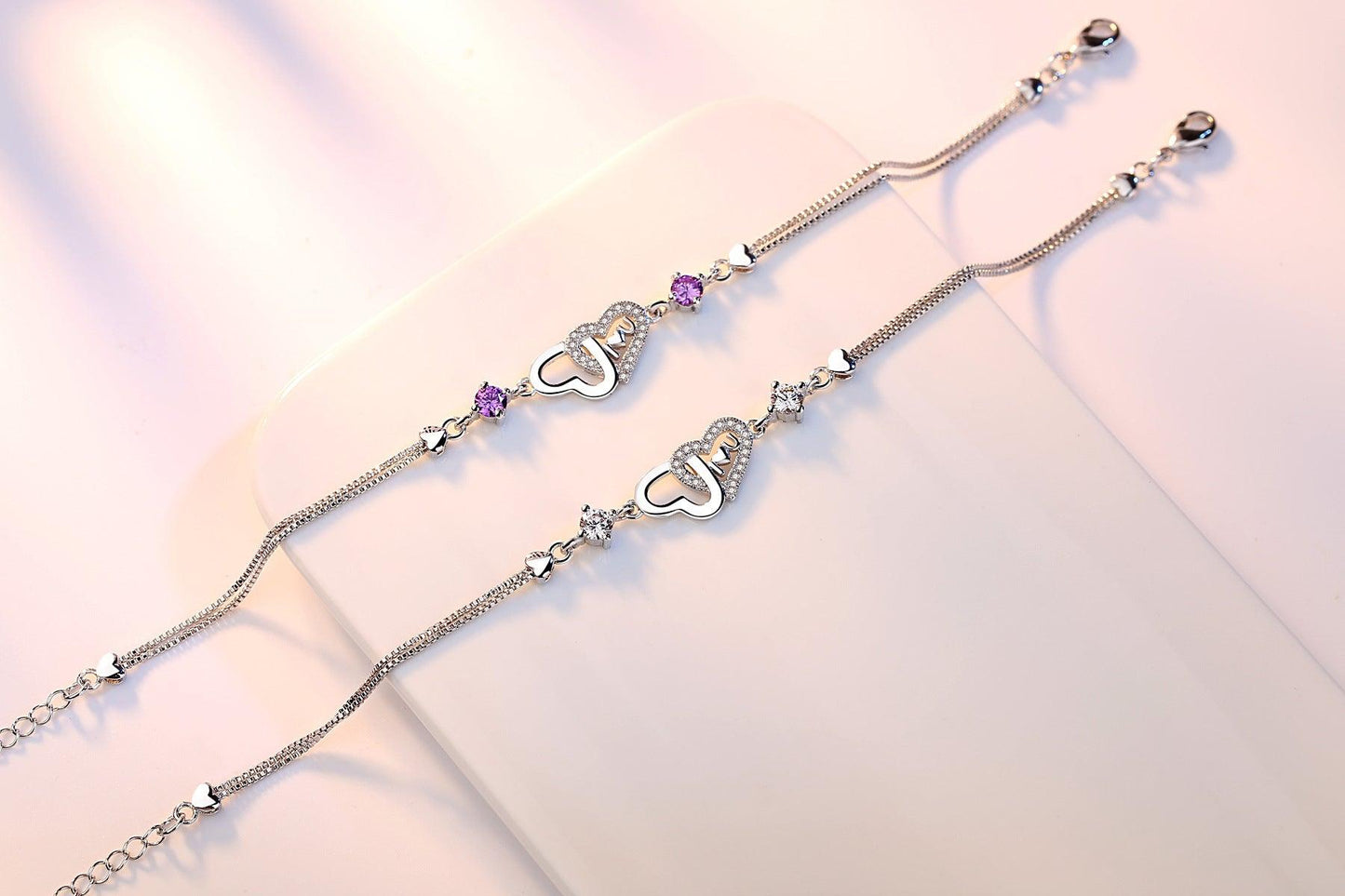 925 Sterling silver zircon Heart Bracelet - BUNNY BAZAR