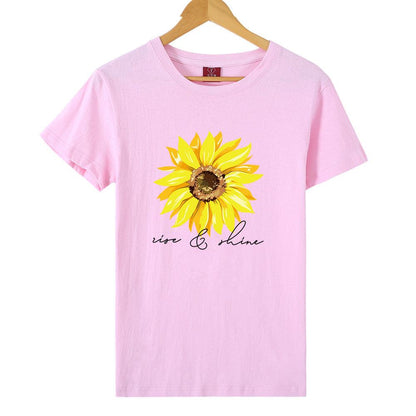 Sunflower Printed Short sleeve T-shirt - BUNNY BAZAR