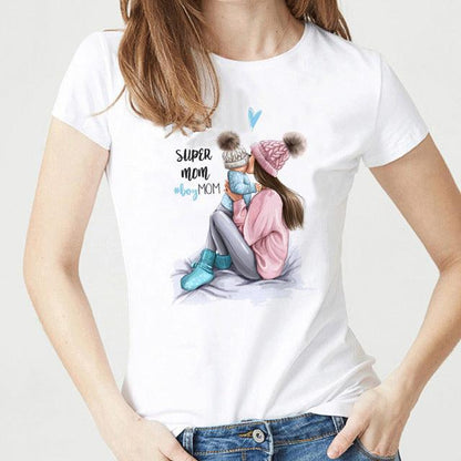 Printed white T-shirt women's cotton fashion T-shirt - BUNNY BAZAR