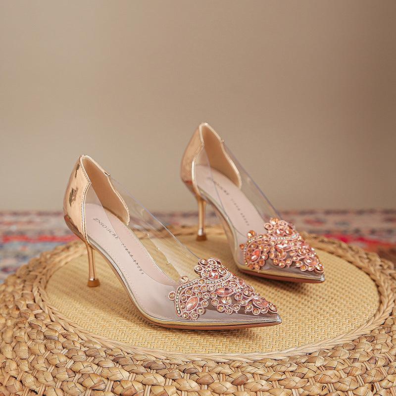 Water Diamond Sexy Bridesmaid Bridal Shoes - BUNNY BAZAR