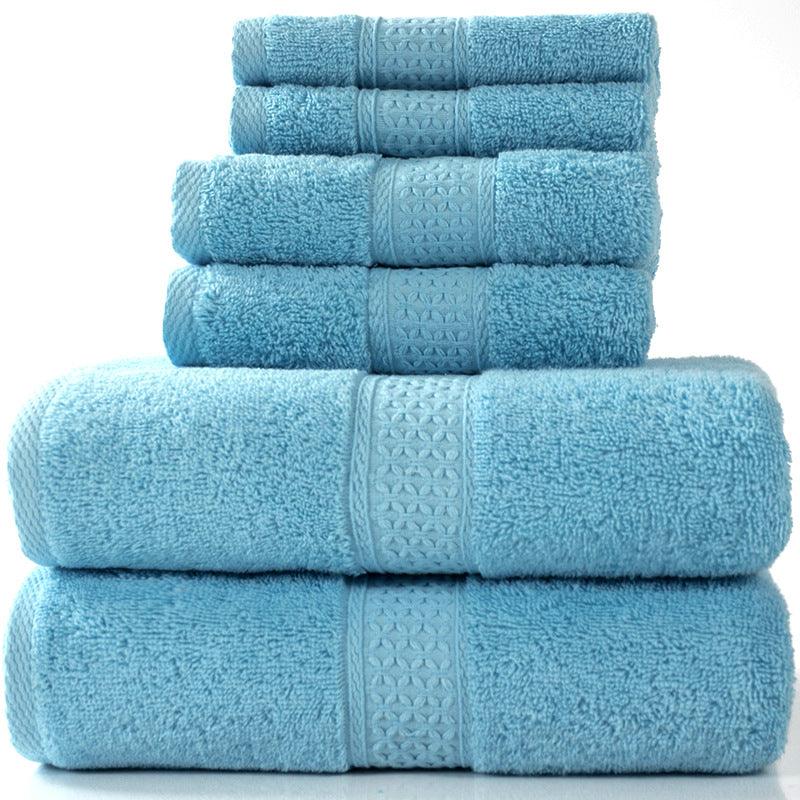 Home Simple Cotton Absorbent Towel Bath Towel 6-Piece Set - BUNNY BAZAR