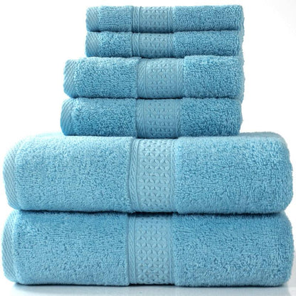 Home Simple Cotton Absorbent Towel Bath Towel 6-Piece Set - BUNNY BAZAR