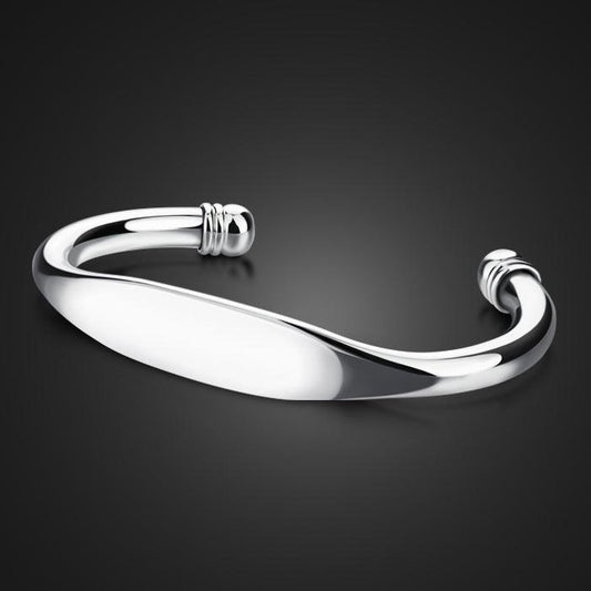 Fashionable Simple Glossy Bracelet 925 Silver Plated Men And Women Couple Bracelets - BUNNY BAZAR