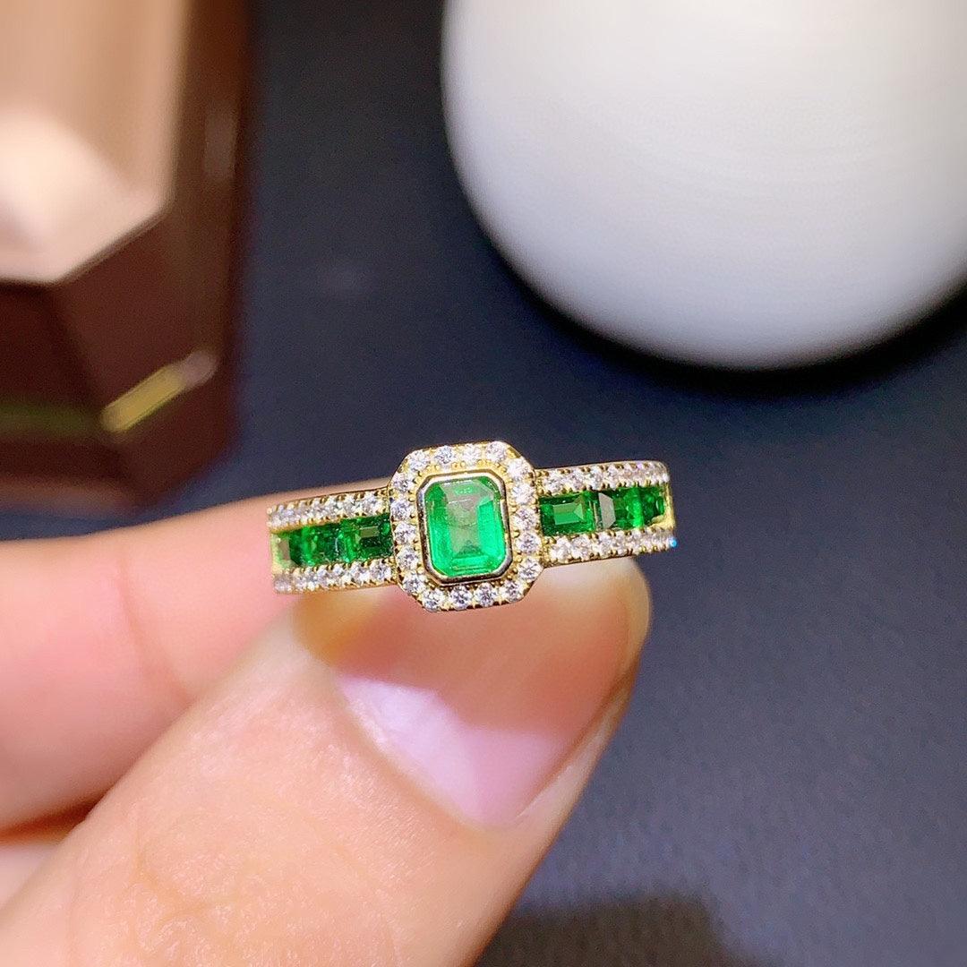 Natural Colombian Emerald Ring Female - BUNNY BAZAR