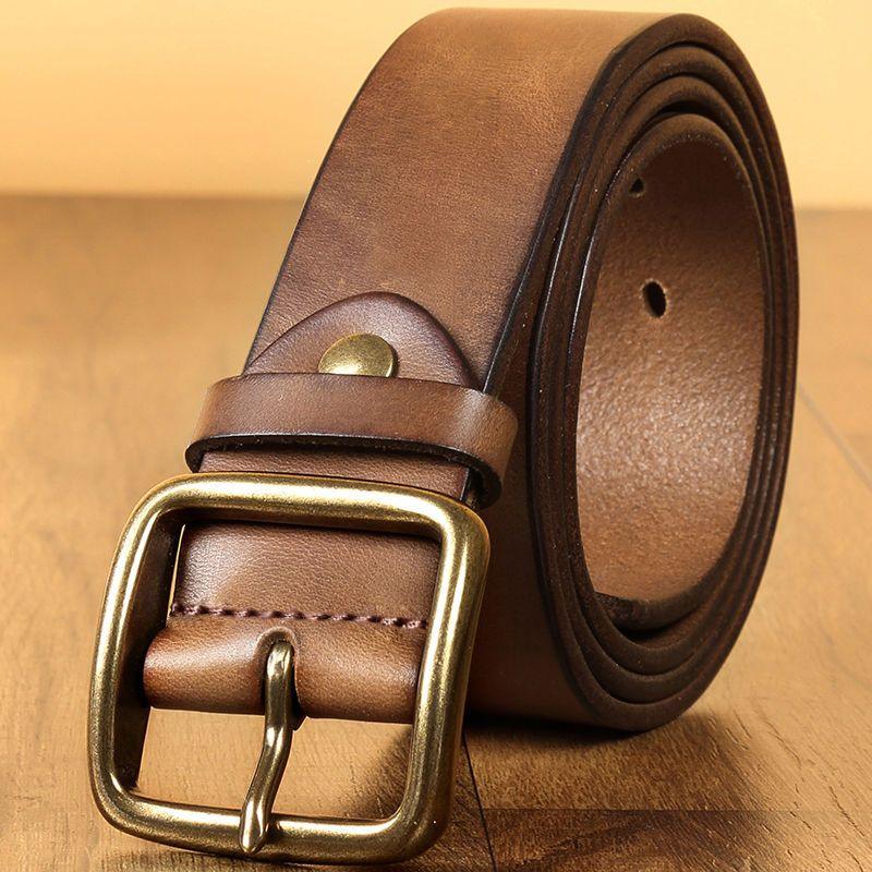 Cowhide Handmade Vintage High-end Trendy All-match Jeans Belt - BUNNY BAZAR