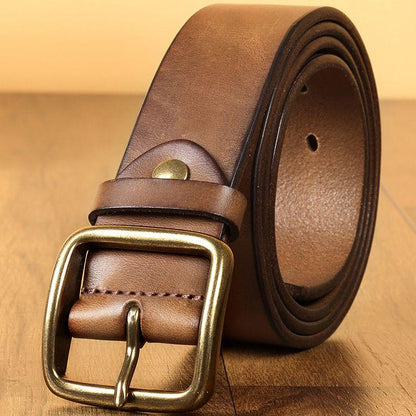 Cowhide Handmade Vintage High-end Trendy All-match Jeans Belt - BUNNY BAZAR