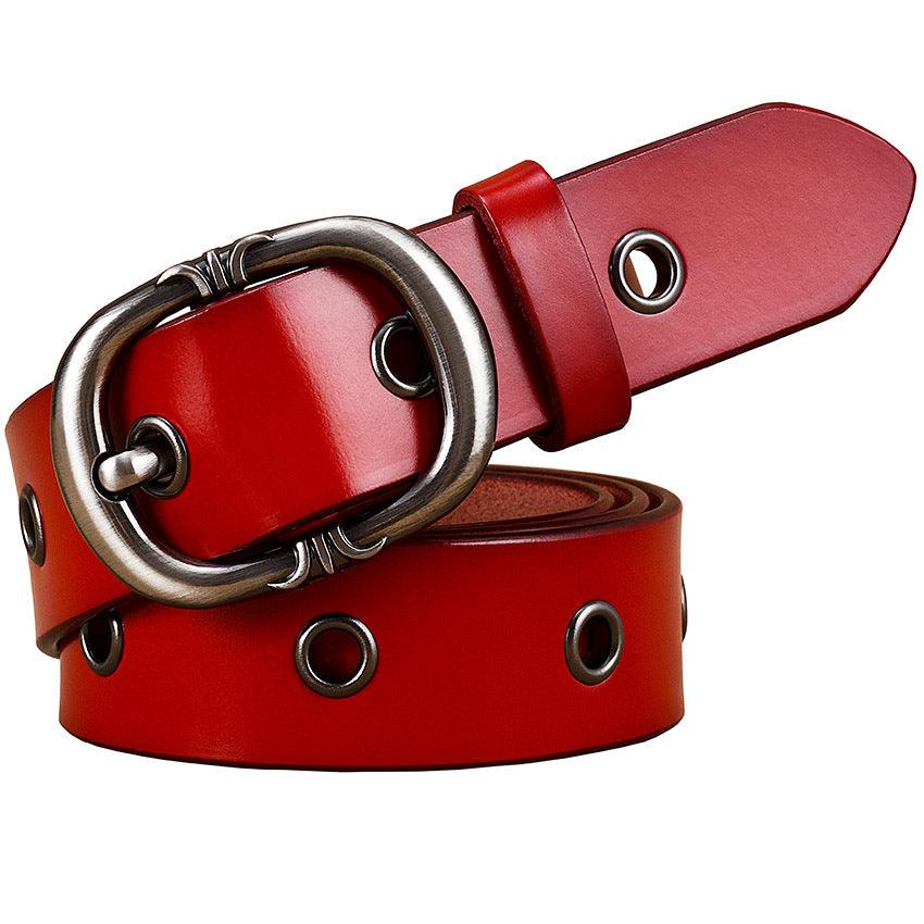 Ladies Belt Leather Belt Fashion Two-layer Cowhide Alloy Pin Buckle Belt - BUNNY BAZAR