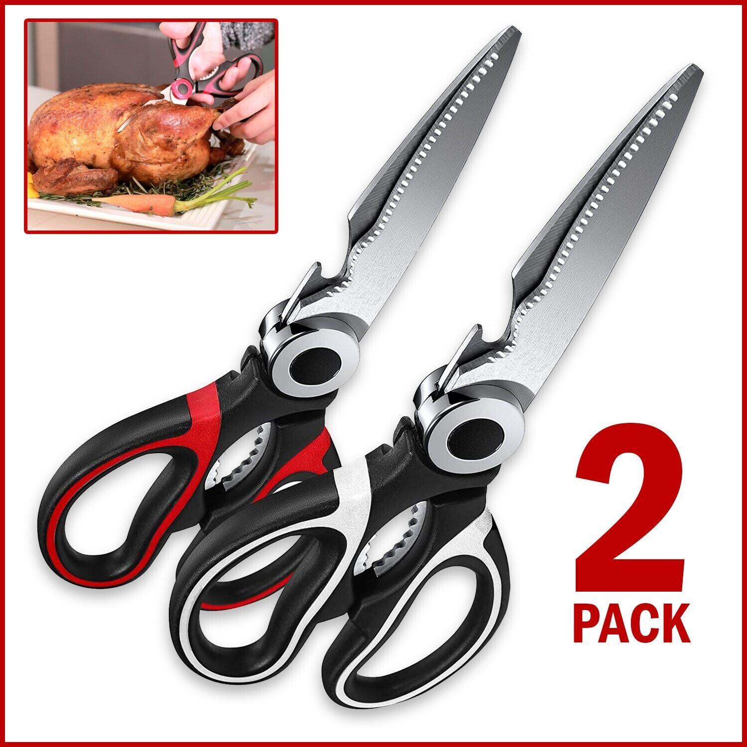 2PC Kitchen Shears Utility Kitchen Scissors Stainless Steel HEAVY DUTY Meat Tool - BUNNY BAZAR