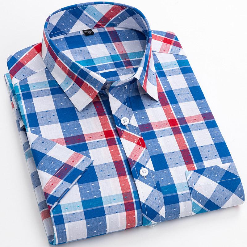 Cotton Men's Plaid Short-sleeved Shirt - BUNNY BAZAR