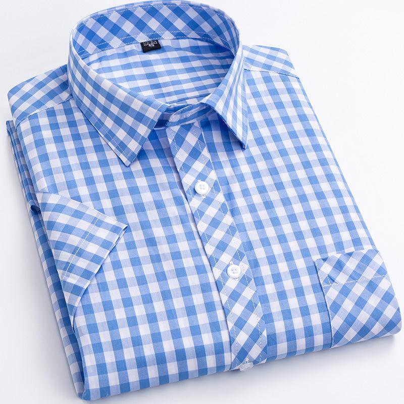 Cotton Men's Plaid Short-sleeved Shirt - BUNNY BAZAR