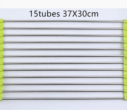 Folding Kitchen Drain Sink Rack Stainless Steel - BUNNY BAZAR