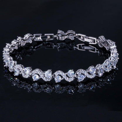 Exquisite diamond white gold plated bracelet - BUNNY BAZAR