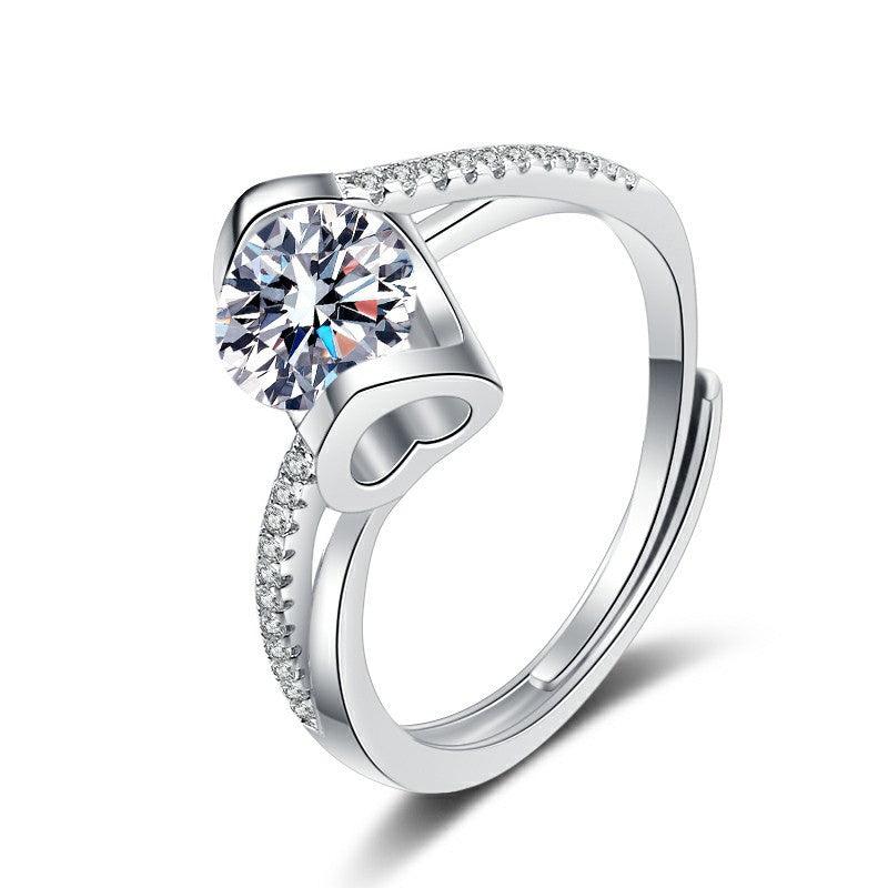 925 Sterling Silver Moissan Diamond Ring For Women 1 Carat Ring - BUNNY BAZAR