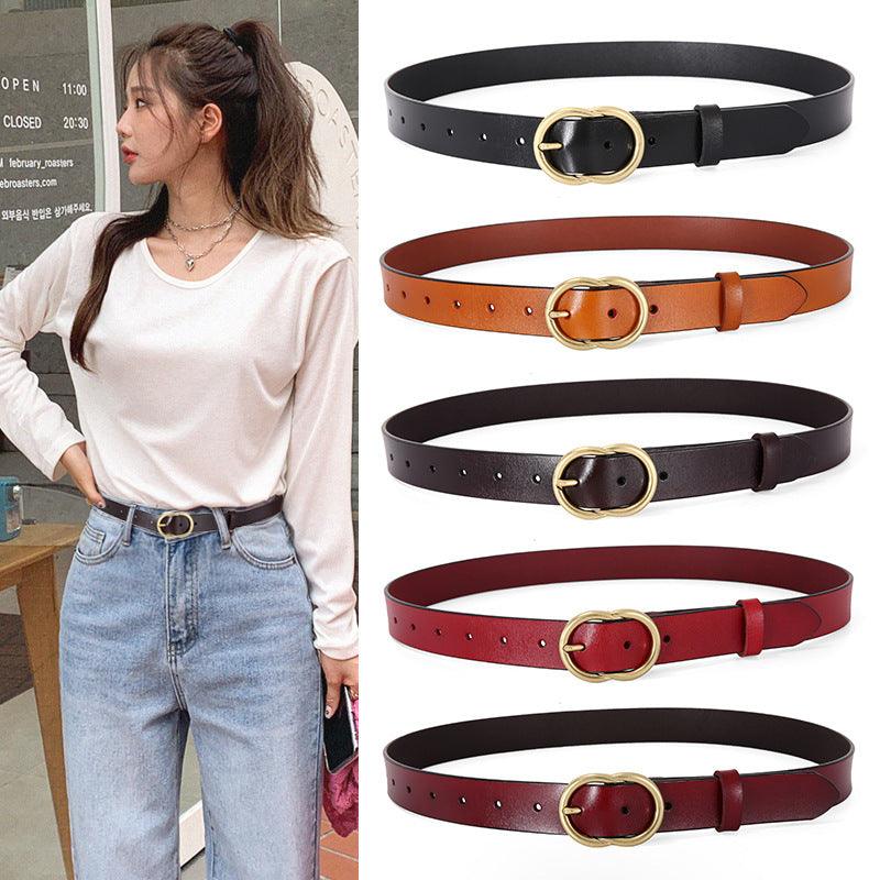 Women's Leather Belt Wide And Simple - BUNNY BAZAR