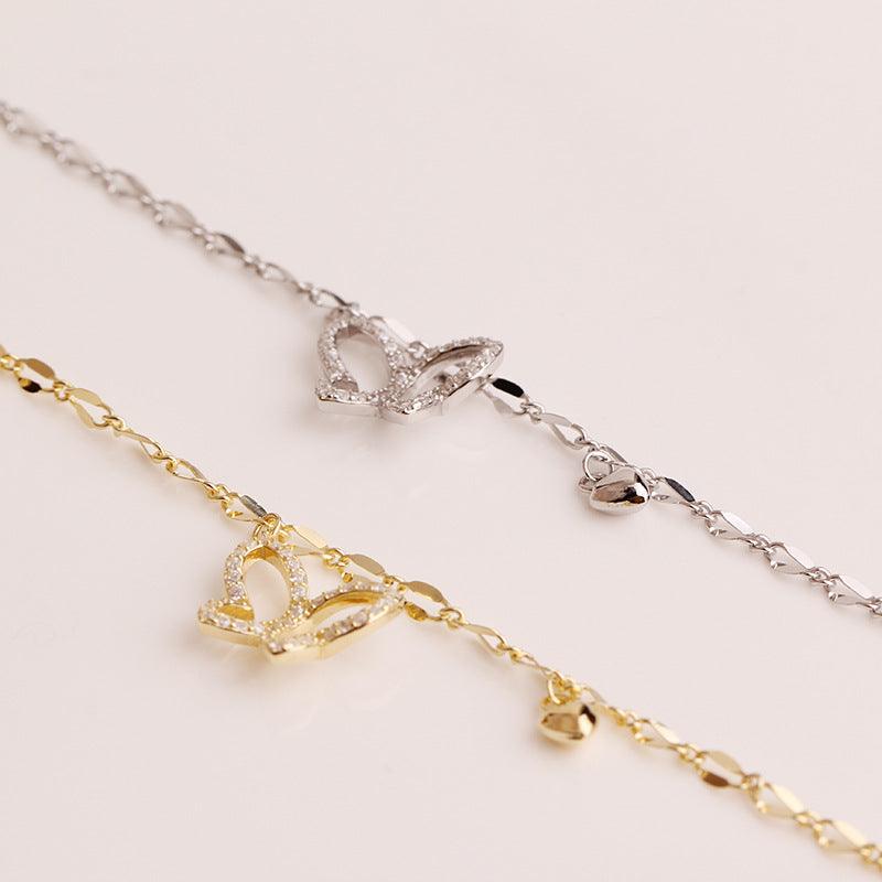 925 Sterling Silver Simple Temperament Interlocking Real Gold Bracelet - BUNNY BAZAR